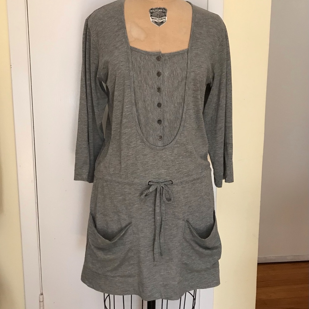 Casual square neck cotton dress with big pockets